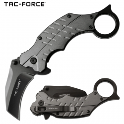 TF1020GY Couteau Tac Force Karambit A/O Gray Lame Acier 3Cr13 Manche Aluminium Linerlock Clip - Livraison Gratuite