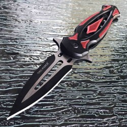 TF1023RD Couteau Tac Force Tactical A/O Lame Acier 3Cr13 Manche Black/Red Alu Linerlock Clip - Livraison Gratuite