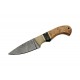 DM1192 Couteau Skinner Damas 256 Couches Manche Corne/Os/Bois Etui Cuir - Livraison Gratuite