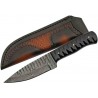 DM1198HN Couteau Skinner Sharktooth Damas 256 Couches Manche Corne Etui Cuir - Livraison Gratuite