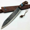 Couteau Condor Blue River Machete Lame Carbone 1075 Manche Bois/Turquoise Etui Cuir CTK282710HC - Livraison Gratuite