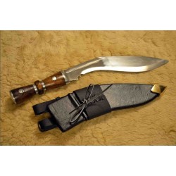 Couteau Kukri Gurkha Lame Acier Carbone Manche Bois Etui Cuir PA907 - Livraison Gratuite