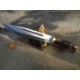 Couteau Bowie Rough Rider Stag Lame Acier Inox Manche Bois de Cerf Etui Cuir RR2205 - Livraison Gratuite