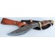 Couteau Kukri Damas Lame 256 Couches Manche Cuir Etui Cuir DM1232 - Livraison Gratuite