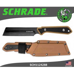 Couteau Schrade Cleaver Lame Acier 3Cr13 Manche Tan GFN Etui Polymer SCH1124288 - Livraison Gratuite