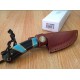 Couteau Skinner Damas Lame 256 Couches Manche Noir/Rouge Etui Cuir DM1233RD - Livraison Gratuite