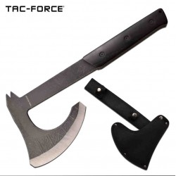 Hache Tactical Tomahawk Lame Acier 3Cr13 Manche Bois Etui Nylon Tac Force TFAXE002SW - Livraison Gratuite