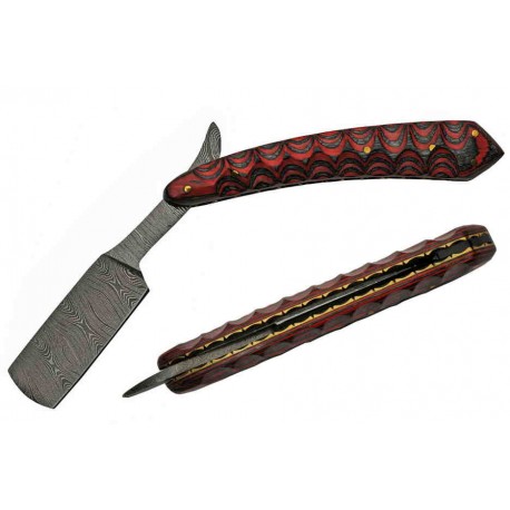 Rasoir Coupe Choux Lame Damas 256 Couches Manche Bois Rouge&Noir DM1250 - Livraison Gratuite