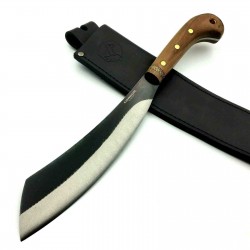 Couteau Condor Mini Duku Parang Machete Lame Acier Carbone 1075 Manche Noyer Etui CUir Salvador CTK426105HC - Livraison Gratuite