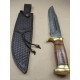 Couteau Bowie Damas 256 Couches Marbles Stacked Leather Hunter Acier Damas Manche Cuir Etui Cuir MR586 - Livraison Gratuite