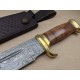 Couteau Bowie Damas 256 Couches Marbles Stacked Leather Hunter Acier Damas Manche Cuir Etui Cuir MR586 - Livraison Gratuite