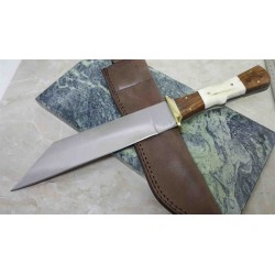 Couteau de Viking SEAX Manche Os Cerfé Lame Acier Inox Etui Cuir WM014 - Livraison Gratuite