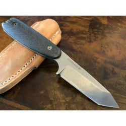 BRAD35T114 Couteau Bradford Knives Guardian 3.5 Tanto Acier N690 Manche Fibre Carbone Etui Cuir USA - Livraison Gratuite