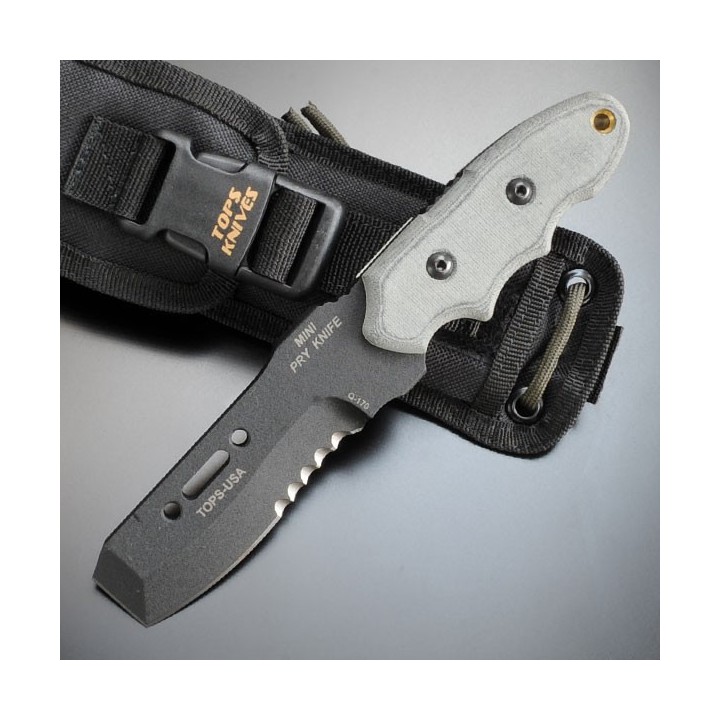Couteau de Survie TOPS Mini Pry Knife Acier 5160 Manche Micarta Tops Knives Made In USA TPMPK01 - Livraison Gratuite