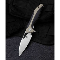 Couteau Bestesh Komodo Black/Tan Lame Acier D2 Manche G10 Linerlock Clip BTKG26B - Livraison Gratuite