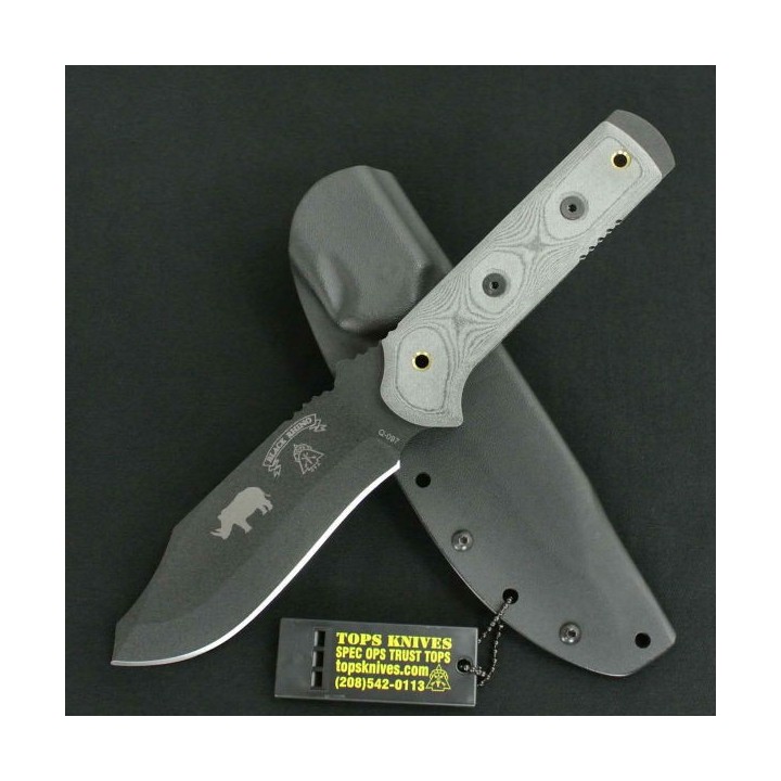 Couteau De Survie Tops Black Rhino Lame Carbone 1095 Manche Micarta Tops Knives Made In USA TP101 - Livraison Gratuite