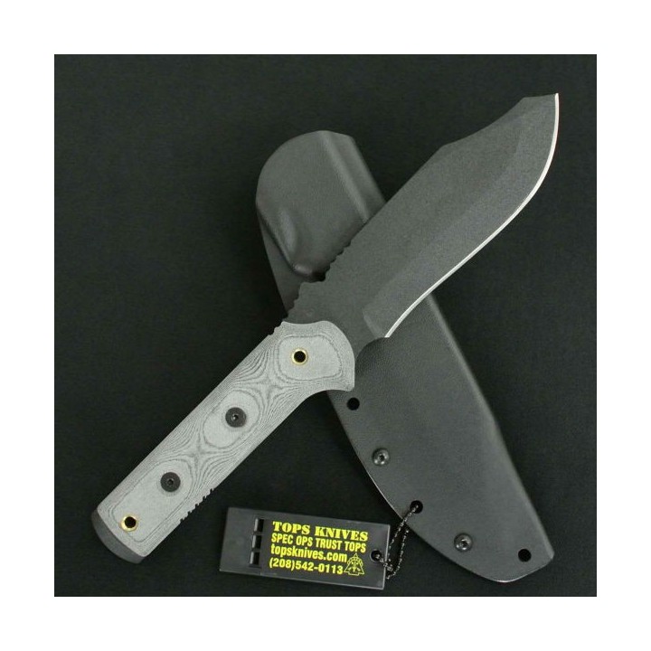 Couteau De Survie Tops Black Rhino Lame Carbone 1095 Manche Micarta Tops Knives Made In USA TP101 - Livraison Gratuite
