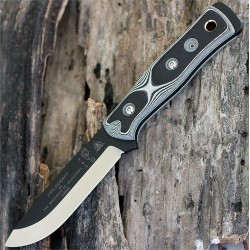 Couteau de Survie Tops BOB Hunter Bushcraft Acier 1095 Manche G-10 Black/White Etui Kydex USA TPBROSGB - Livraison Gratuite