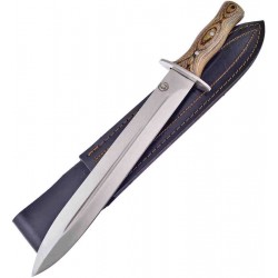 Couteau de Chasse Frost Cutlery Chipaway Hunter Lame Acier Inox Manche Bois Etui Cuir FCW1012BW - Livraison Gratuite