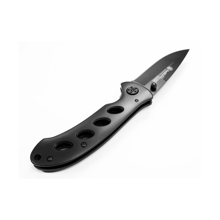 Couteau SMITH&WESSON OASIS Lame & Manche Acier Titane Black Cran d'Arrêt SW423B - Livraison Gratuite