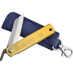 HIGO75BS Couteau Higonokami Brass Blue Paper Manche Laiton Pochette Bleu Japan - Livraison Gratuite