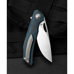 Couteau Bestech Falko Blue Lame Acier 154CM Manche G10/Fibre Carbone Linerlock Clip BTKL01B - Livraison Gratuite