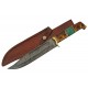 Couteau Burnt Bone Bowie Damas Lame 256 Couches Manche Os Etui Cuir DM1256 - Livraison Gratuite