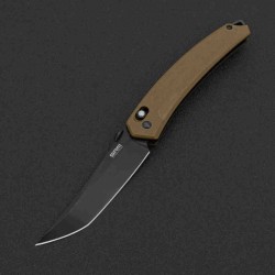 Couteau SRM Knives 9211 Ambi Lock Lame Tanto 8Cr13MoV Manche G10 Brown Clip SRM9211GW - Livraison Gratuite