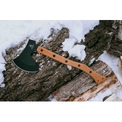 Hache Tops High Impact Axe Acier Carbone 1075 Manche Tan Micarta Etui Cuir Made USA TPHIM01 - Livraison Gratuite