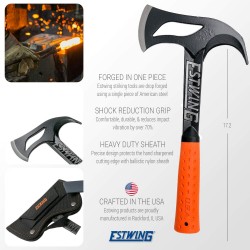 Hache Tomahawk Estwing Hunters Axe Orange Acier Forgé + Pierre Affuter Made In USA ESEBHAOR - Livraison Gratuite