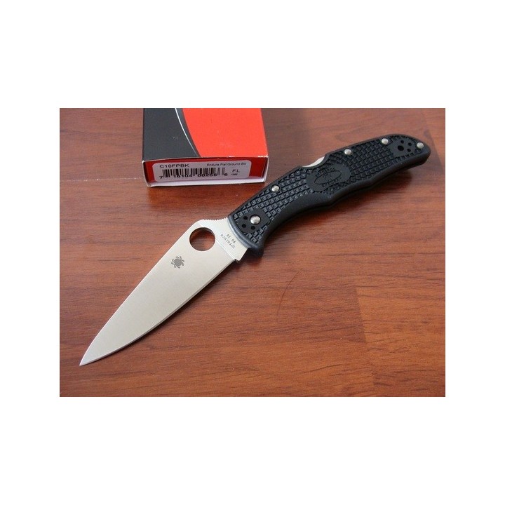 Couteau Spyderco Endura Flat Ground Acier VG-10 Manche FRN Made In Japan SC10FPBK - Livraison Gratuite