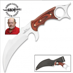 Karambit Gil Hibben Bloodwood Lame Acier 5Cr15MoV Manche Bois Etui Cuir GH5099 - Livraison Gratuite