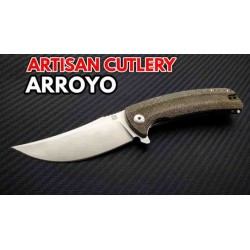 Couteau Artisan Cutlery Arroyo Green Lame AR-RPM9 Manche Micarta IKBS Linerlock Clip ATZ1845PODG - Livraison Gratuite