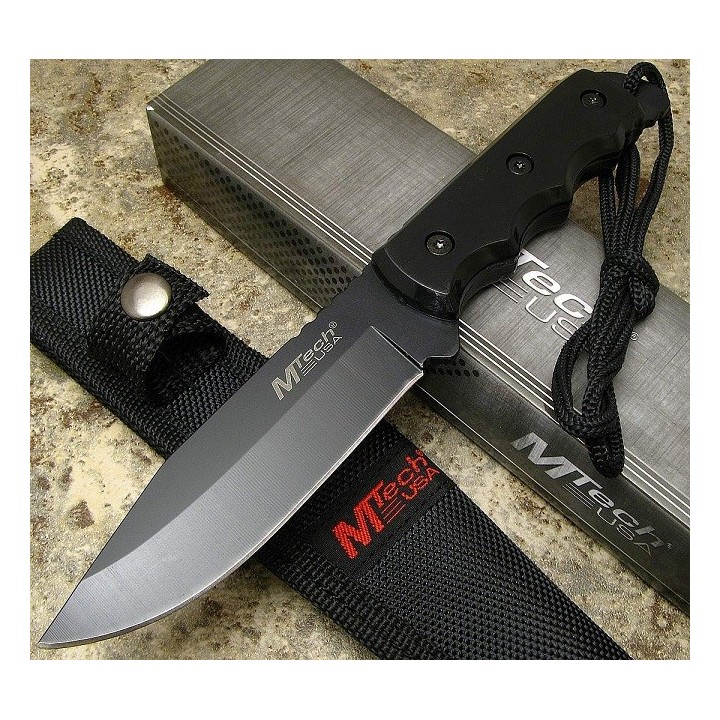 Lot de Couteaux - 2 Couteau de Survie Mtech Black Acier Inox MT2035BK - Livraison Gratuite