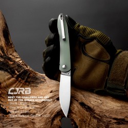 J1917NTG Couteau CJRB Ria Jade Lame Acier 12C27 Blade Manche Green G10 Linerlock Clip - Livraison Gratuite