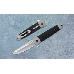 Couteau Cold Steel Oyabun Leaf-Spring Lock Lame Tanto 4034 Manche Gray Griv-Ex Clip CS26T - Livraison Gratuite