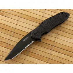 KS1835TBLKST Kershaw Kuro A/O 8Cr13MoV Combo Blade Nylon Handles Linerlock Clip - Livraison Gratuite