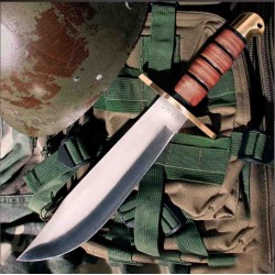 Couteau United Cutlery USMC Leatherneck Bowie Lame Acier Inox Manche Cuir Etui Cuir UCBK1817 - Livraison Gratuite