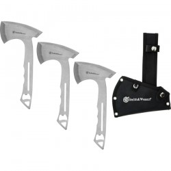 Haches de Lancer Smith&Wesson Hawkeye Throwing Axe Lot de 3 Lame Acier Inox Etui Nylon SW1117231 - Livraison Gratuite