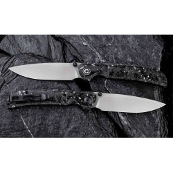 Couteau CIVIVI Imperium Silver Shred Lame Acier Nitro-V Manche FCarbone IKBS Linerlock Clip CIVC2106B - Livraison Gratuite