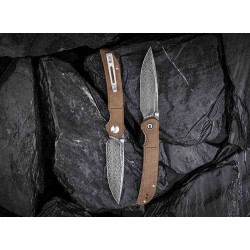 Couteau CIVIVI Imperium Damas Manche Brown Micarta IKBS Linerlock Clip CIVC2107DS1 - Livraison Gratuite