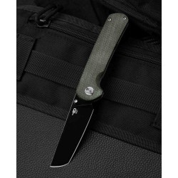 Couteau Bestech Sledgehammer Green Lame Acier D2 Black Manche Micarta IKBS Linerlock Clip BTKG31B2 - Livraison Gratuite