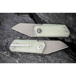 Couteau Civivi Ki-V Detent Lock Translucent Jade Lame Acier 9Cr18MoV Manche G10 IKBS Clip CIVC2108A - Livraison Gratuite