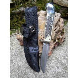 Couteau de Chasse Skinner Lame Acier 440 Manche Résine Etui Nylon FSW600SBR - Livraison Gratuite