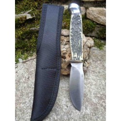 Couteau de Chasse Skinner Lame Acier 440 Manche Résine Etui Nylon Frost Cutlery FSW601SBR - Livraison Gratuite