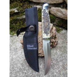 Couteau de Chasse Skinner Lame Acier 440 Manche Résine Etui Nylon Frost Cutlery FSW602SBR - Livraison Gratuite