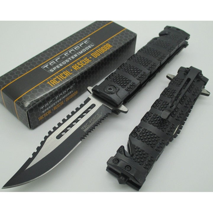 Couteau Tactical Rescue Ouverture Assistée Extraction Evasion Tac Force TF710BK - Livraison Gratuite