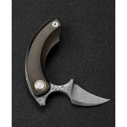 BTKT2103J Bestech Knives Strelit Damascus Blade Bronze Titanium Handle Framelock Clip – Livraison Gratuite