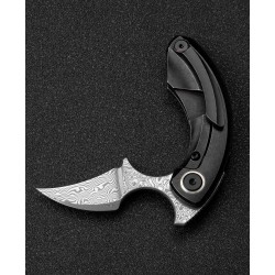 BTKT2103H Bestech Knives Strelit Damascus Blade Black Titanium Handle Framelock Clip – Livraison Gratuite