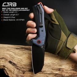 Couteau CJRB Tigris Blue/Black Lame Acier AR-RPM9 Manche G10 IKBS J1919BU - Livraison Gratuite